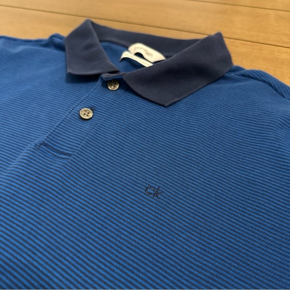 Calvin Klein Polo Shirt Mens Medium Liquid Touch Collared Polo Short Sleeve Blue - Picture 1 of 13